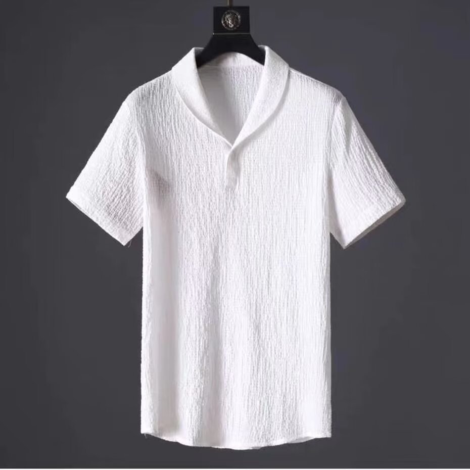 Primavera y verano ligero lujo plegado casual juego deportivo hombre ligero transpirable con solapa de moda pantalones de manga corta dos piezas