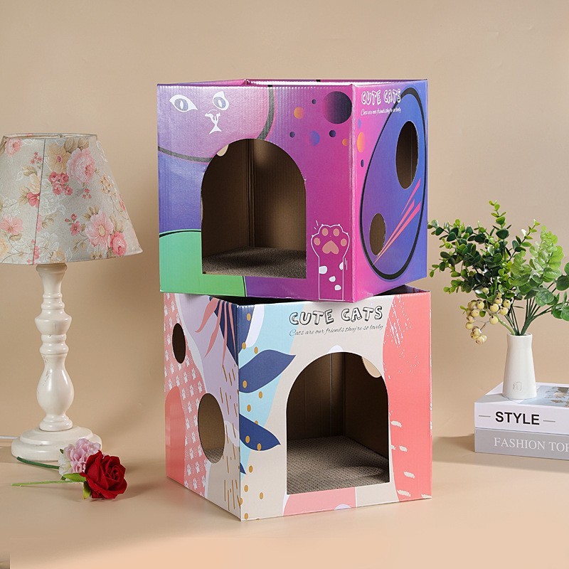 Placa para rascarse el gato, guarida para gatos, villa de dos pisos, las patas de gato no son fáciles de quitar, jaula para gatos, suministros para mascotas resistentes al desgaste al por mayor