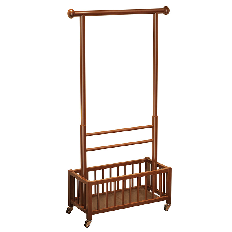 Percha de ropa de madera sólida para dormitorio móvil vertical percha de ropa para ropa doméstica almacenar cesto de ropa sucia percha de ropa integral