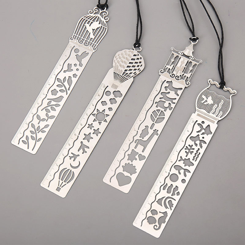 Ruler student stationery ruler multifunctional metal bookmark Korean small fresh learning tool stainless steel measuring ruler