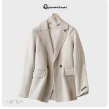 2025新款气质复古风羊毛西装外套女高级通勤毛呢西服女装精品8530