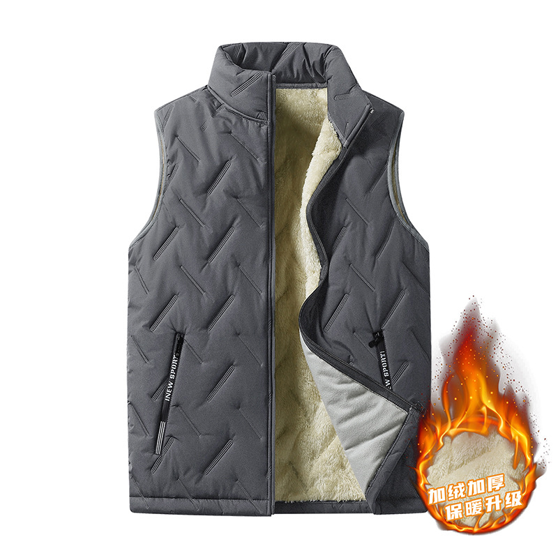 Chaqueta de cachemira de hombre de otoño y invierno, chaqueta de hombro de cachemira gruesa sin mangas, chaqueta caliente para padres de mediana edad
