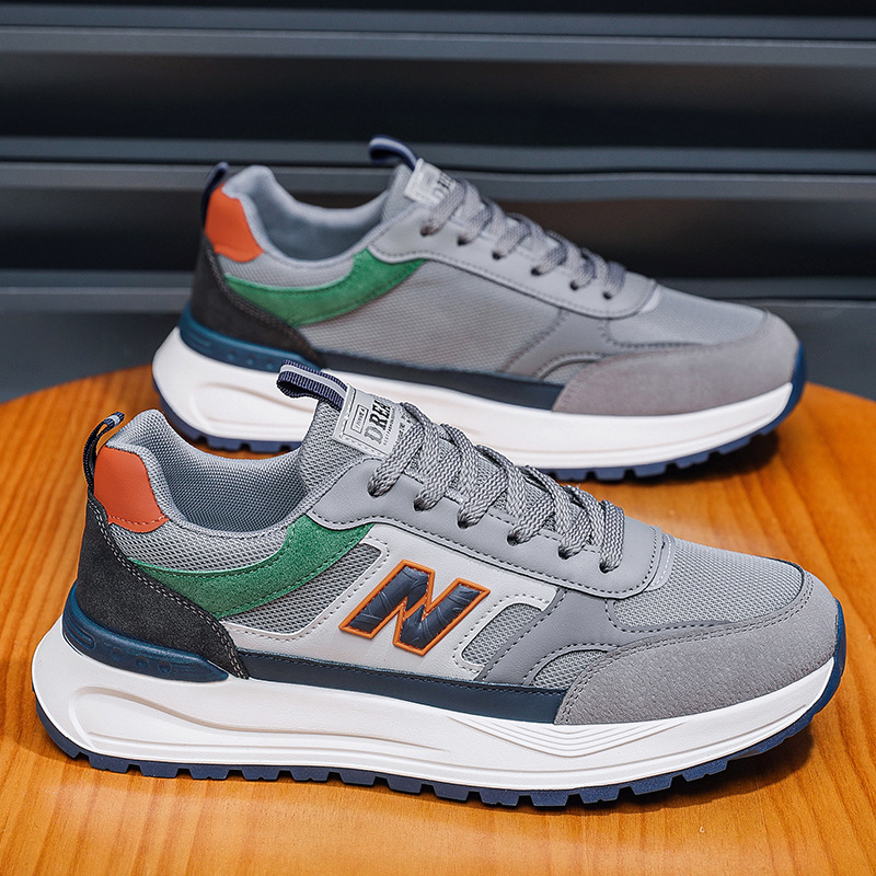 男鞋秋季2025年新款透气运动百搭休闲男士厚底阿甘鞋增高老爹潮鞋