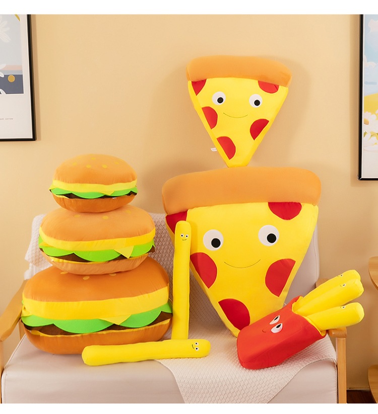 Cross-Border French Fries, Burger Pillows, Pizza Plush Toys, Dolls, Children's Activities, Friends Gifts, Foreign Trade Wholesale