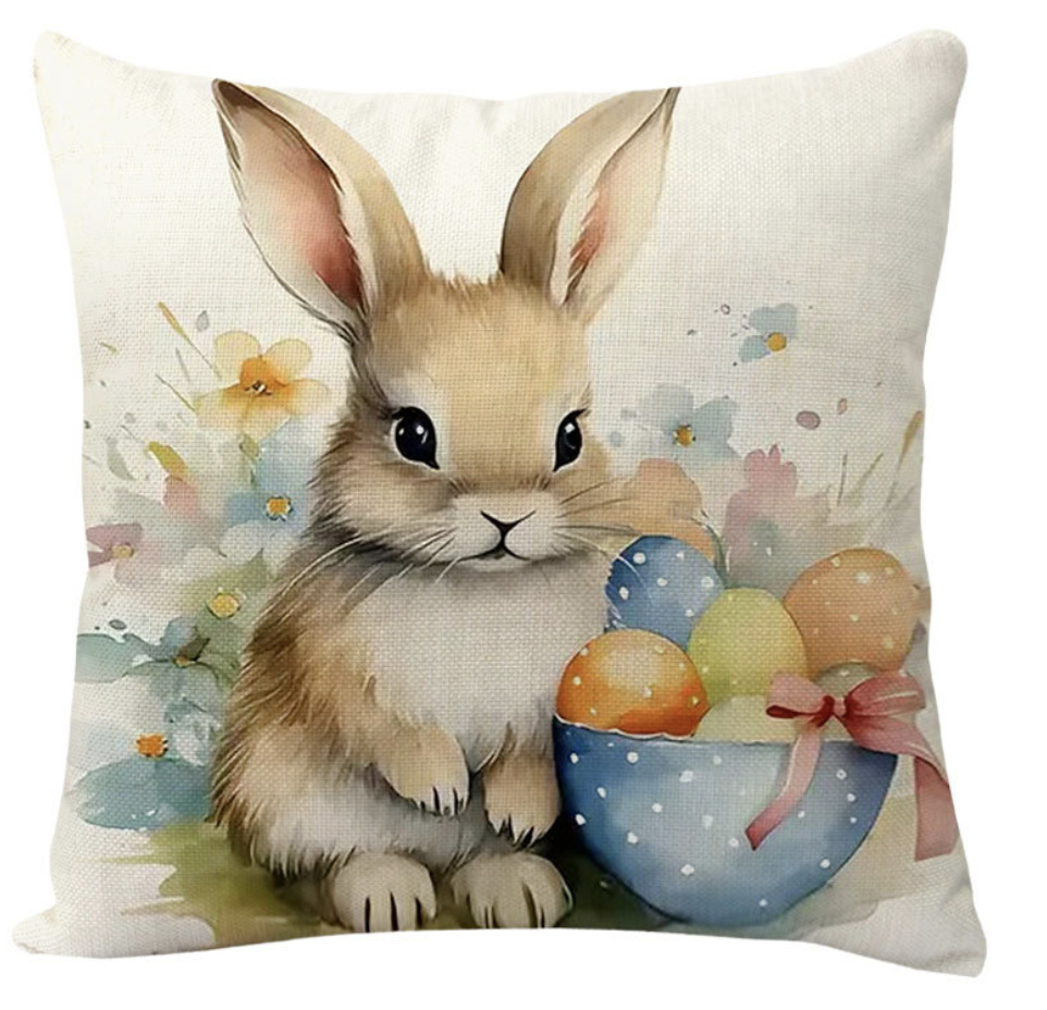 Amazon transfronterizo conejo de Pascua huevo lino almohada cubierta de cojín de coche de oficina sofá