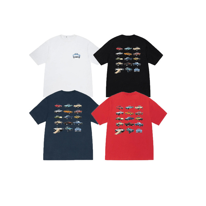 Summer Export Cross-Border Stus Short-Sleeved Pickup Truck Printed Loose T-Shirt Round Neck Hip-Hop T-Shirt for Men and Women