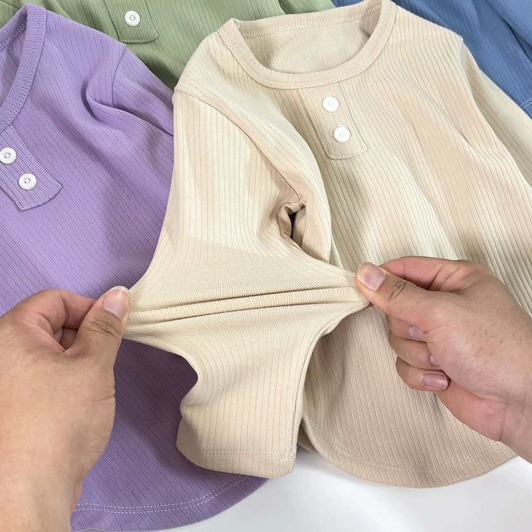 Осеннее белье для детей с длинным рукавом, бархат тёплые underwear, круглый воротник