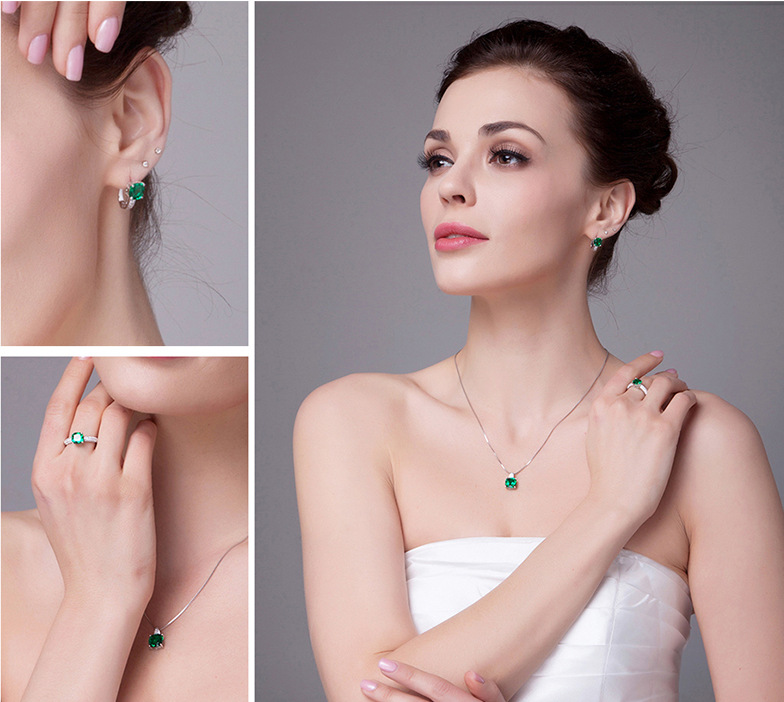 8g Weight Ring Necklace , Ear Studs, Jewelry Set Classification Jewelry Set Quantity Date, Tea Party Occasion Earrings + Necklace + Jewelry 925 Sterling Silver Geometric Ring Necklace Ear Studs Jewelry Set