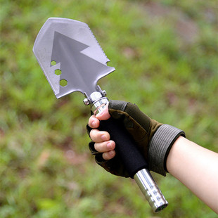 Outdoor Supplies High Carbon Steel Multifunctional Folding Shovel Compass Mini Car-Mounted Engineer Shovel Shovel Short Handle Shovel