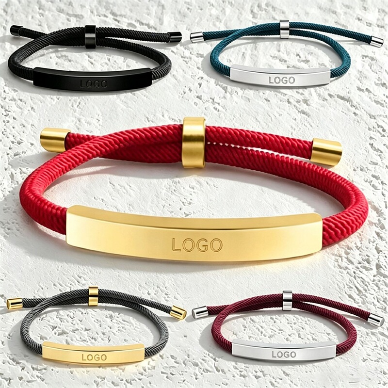 Cross-border stainless steel handmade DIY jewelry, including curved pendant bracelets, braided Milanese chain bracelets, and titanium steel engraved bracelets, available for wholesale and custom orders