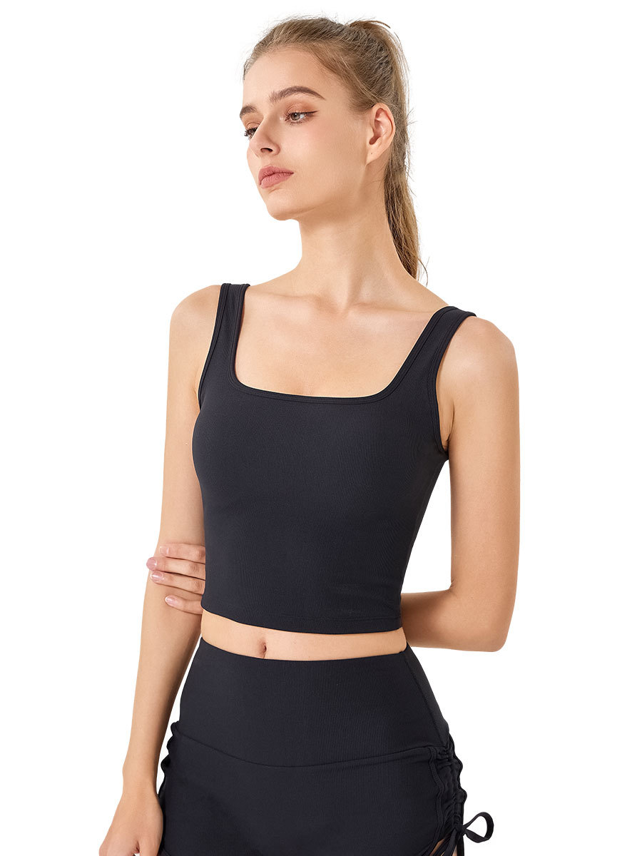 Nuevo top deportivo de yoga con relleno fijo en el pecho, acanalado, para otoño e invierno, para mujer, a prueba de golpes, con efecto push-up, adecuado para uso exterior o interior, ropa deportiva y de fitness.