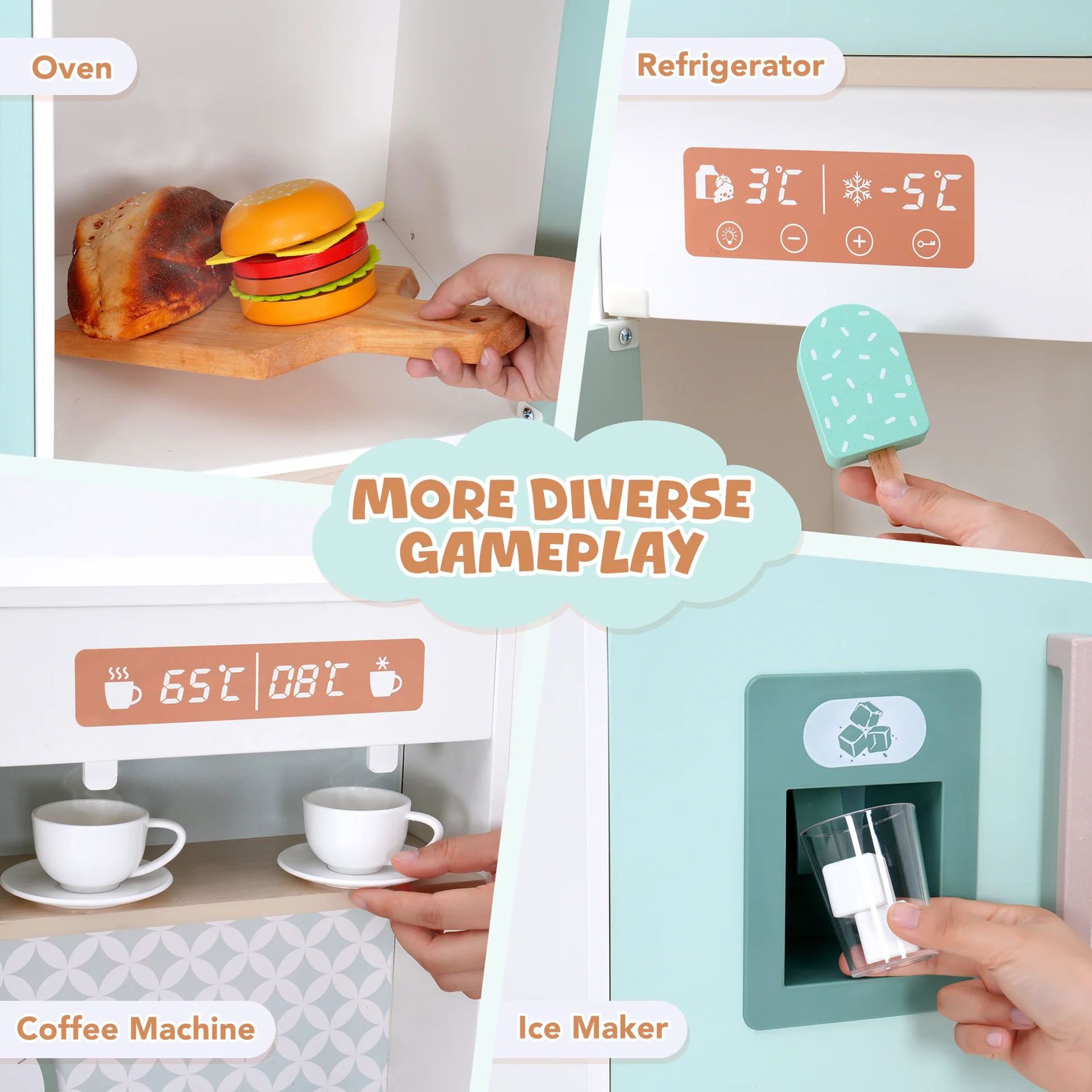 Childrens Wooden Kitchen Playhouse With Light And Sound Effects_voghion.com