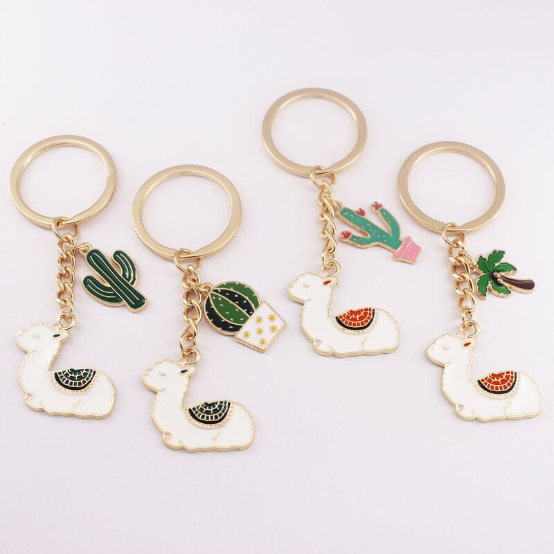 Original Handmade Mori Cactus Alpaca Keychain Airpods Pendant Oil Dropping Key Chain Bag Accessories