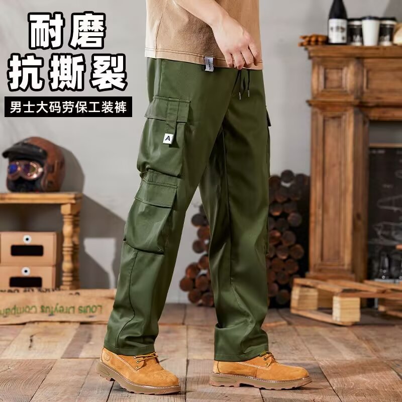 Multi-Pocket Work Pants Straight-Leg Cargo Pants Short-Sleeve New Style Pants Retro Spring and Autumn Loose 2024 Trendy Versatile