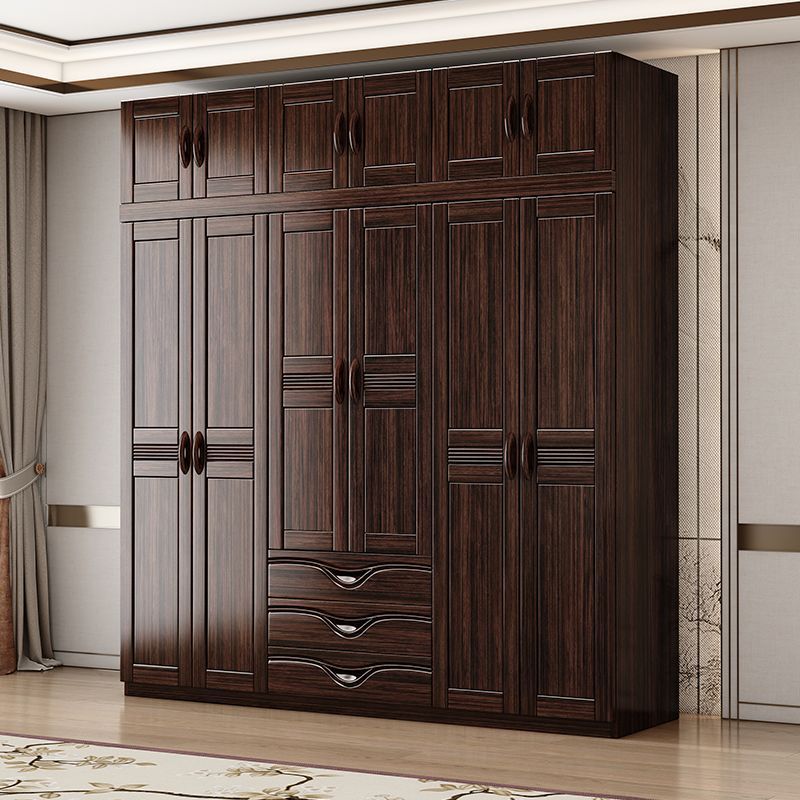 紫檀木新款实木衣柜多层卧室新中式落地储物柜大衣橱家具清仓处理