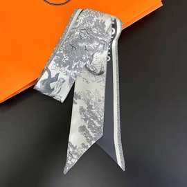 新款斜纹绸小丝巾跨境韩版斜角领巾女士发带伴手礼小飘带厂家批发