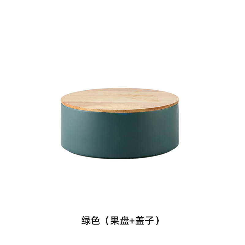 Roble de madera caja caramelo nórdico hogar Sala Mesa café cerámica fruta seca placa con tapa Internet Celebrity snack