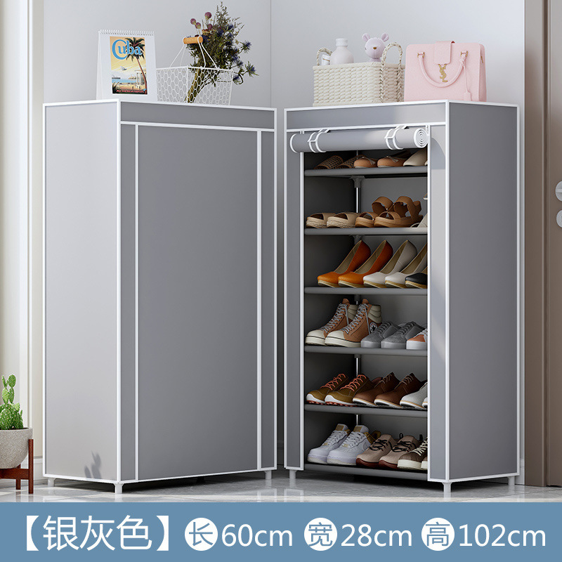 Estante de zapatos de tela de Oxford simple multicapa estante de almacenamiento multifuncional a prueba de polvo en la puerta del dormitorio estudiantil