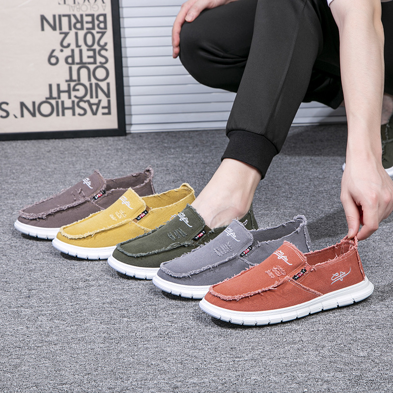 Men's Washed Cloth Shoes Men's Cloth Shoes Men's Beggar Shoes Non-slip Wear-resistant Casual Shoes Canvas Shoes Men's Work Shoes