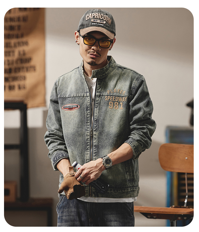 Autumn and winter trendy brand denim jacket men's loose retro men's jacket versatile lapel high street men's top_voghion.com