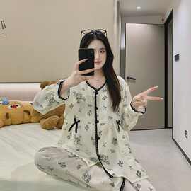 春秋季月子服2026新款带胸垫孕妇睡衣产妇喂奶哺乳待产套装