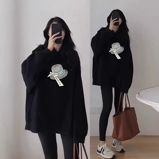 跨境外贸秋冬季连帽套头卫衣女韩版宽松休闲洋气时尚百搭外套上衣