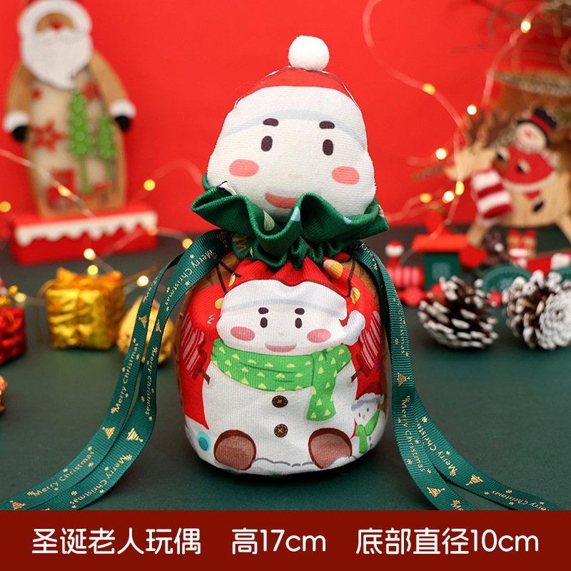 新しいクリスマスのリンゴの袋の綿布の箔押しの口のプレゼントの袋は蝶結びのクリスマスの子供のキャンディーの贈り物の袋を持ちます。|undefined