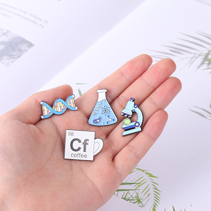 European And American New Chemical Biological Alloy Brooch Creative Cartoon Microscope Cf Cup Dna Modeling Paint Badge display picture 13