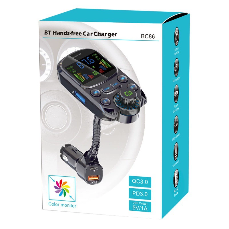 Автомобильный MP3-плеер Bluetooth FM-передатчик приемник Двойной USB Многофункциональное автомобильное зарядное устройство BC86