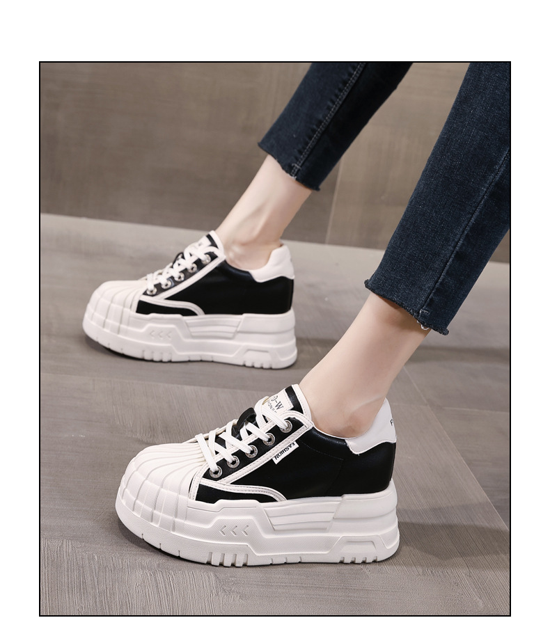 Giày sneaker nữ đế dày tăng chiều cao bên trong, phối bánh xốp thoáng khí — Màu be chi tiết 18