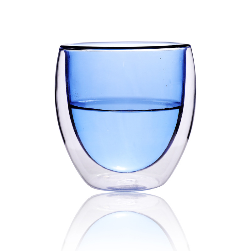 Copa de agua de vidrio color liner borosilicato vidrio taza de café casa creativa de doble capa taza personalizada