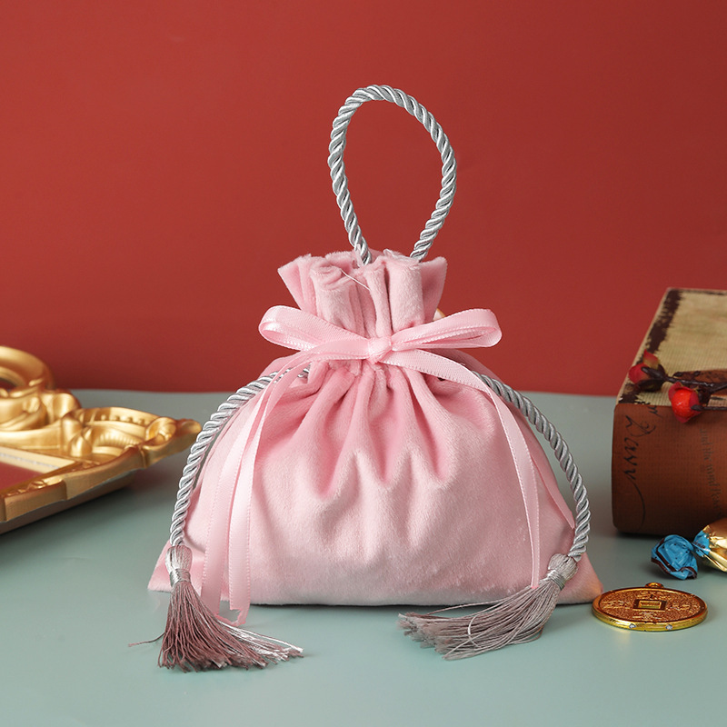 Bolsa de dulces de la boda bolsa de dulces chinos de la boda de terciopelo bolsa de dulces caja de regalo de compromiso regalo de mano bolsa de dulces de boda