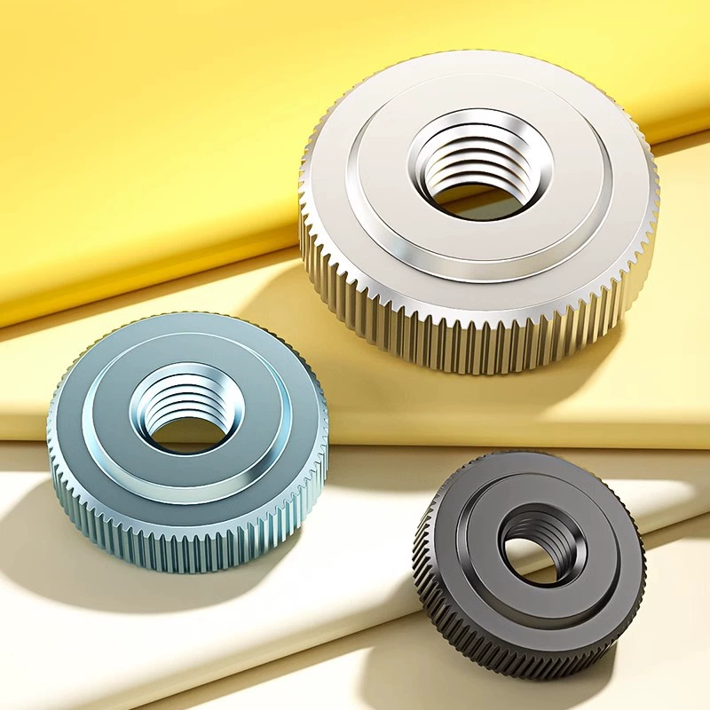 Гайка с тонкой головкой из нержавеющей стали 304, затянутая вручную, с накаткой GB807, оцинкованная никелированная винтовая крышка с плоской головкой M3M4-M10