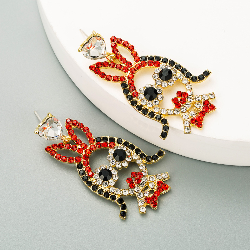 Cartoon Character Little Girl Styling Alloy Inlaid Color Rhinestones Earrings display picture 3