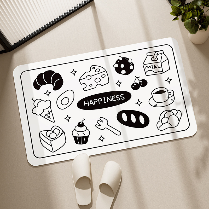 Bathroom Absorbent Diatom Mud Floor Mat Household Toilet Door Absorbent Quick-drying Foot Mat Dirt-resistant Wear-resistant Floor Mat
