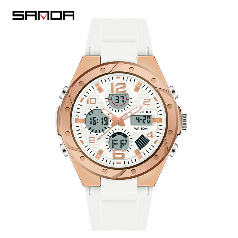 SANDA 6062 multi-funcional a prueba de agua electrónica deportes pareja mujer doble pantalla reloj e-commerce Venta caliente reloj