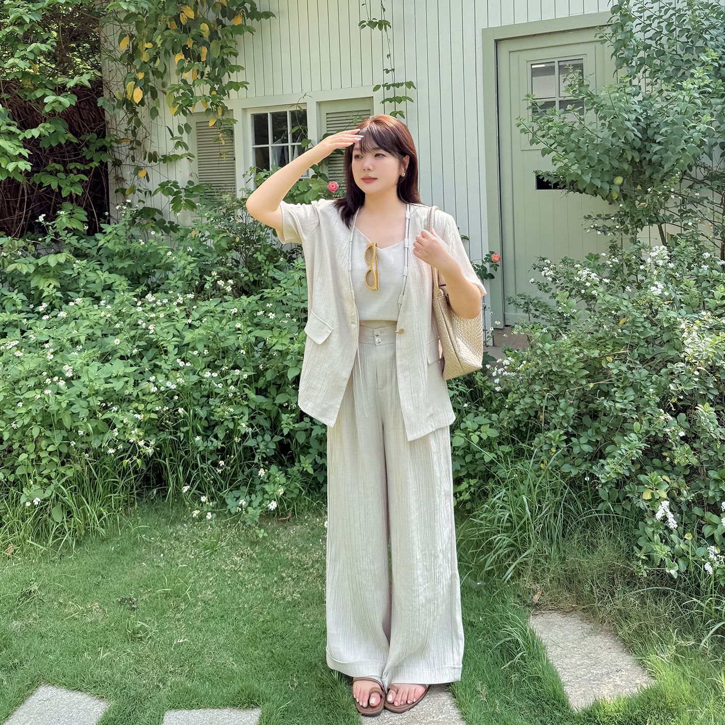 7962轩辰女装夏新款胖MM气质风纯色慵懒风通勤短袖上衣休闲裤套装 7962轩辰女装夏新款胖MM气质风纯色慵懒风通勤短袖上衣休闲裤套装