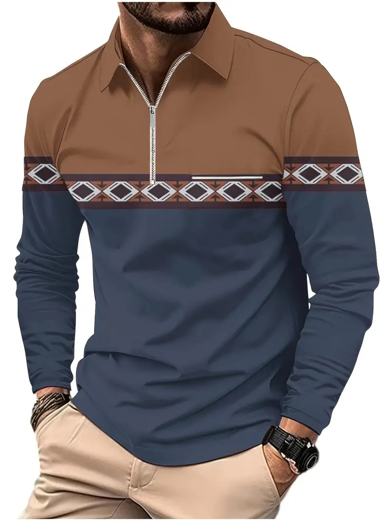 Otoño e invierno todo-fósforo estilo de Hong Kong guapo suéter de manga larga estilo minimal neutral temperamento fresco cremallera camisa POLO MB14