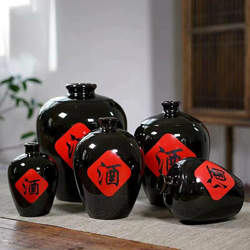 Бутылка для вина Yixing, черная керамическая бутылка для вина, 61755kg пустых бутылок для хранения вина.