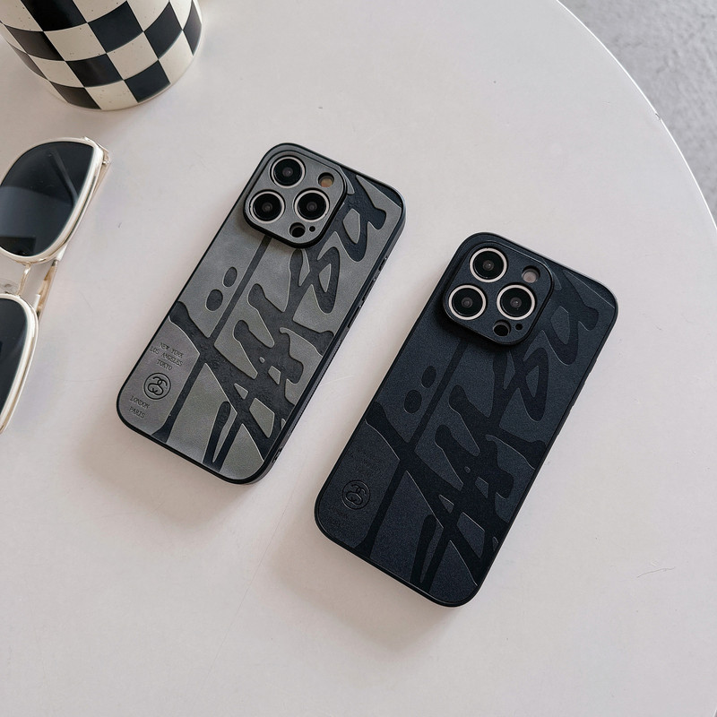 Lambskin Stussy Mobile Phone Case Classy Suitable for Apple Iphone16Pro Max13 Anti-Fall 17/14