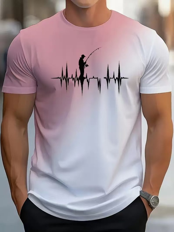 ヨーロッパとアメリカの貿易紳士服夏の人気のメンズスポーツTシャツグラデーションカラー3Dプリントデイリートレンド半袖Tシャツ|undefined