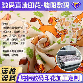 丝光棉布针织面料数码直喷印花 纹理图案订做棉布料活性数码印花