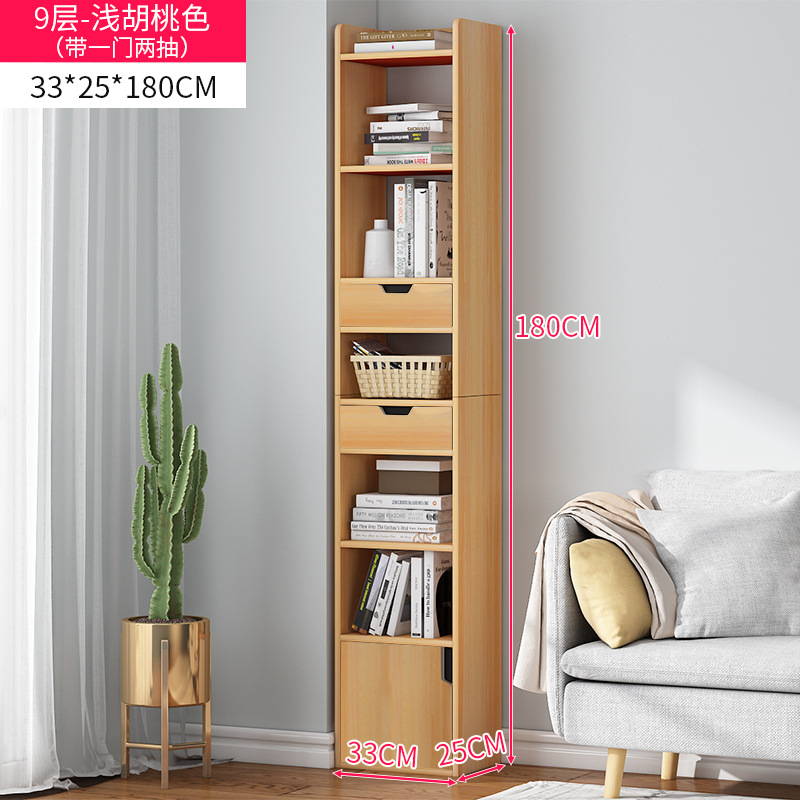 A prueba de polvo estantería pared hueco estrecho gabinete vertical hogar pequeña estantería con puerta gabinete de almacenamiento piso sala de estar vitrina