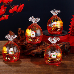 創意財貓福袋新年禮物桌面裝飾筆插節日禮品龍年入油油滴筆筒批發