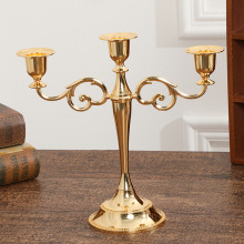 金属欧式蜡烛台浪漫婚礼烛光晚餐桌婚庆道具三头五头烛台家居摆件