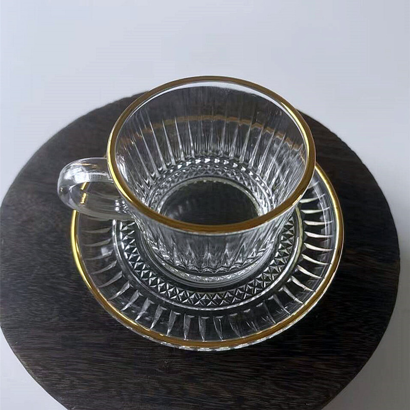 Taza de café de vidrio transparente de estilo europeo, 12 piezas, taza de té de la tarde de lujo ligero, set de regalos de actividad