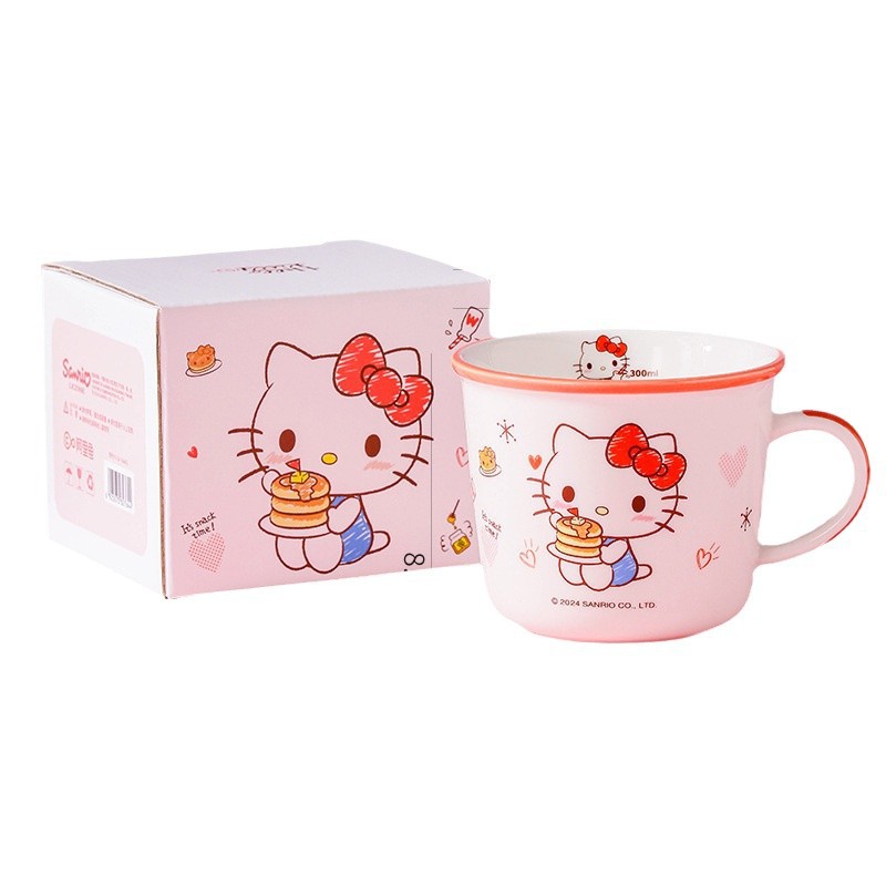 Sanrio Family Series Taza Taza de cerámica Taza de leche de desayuno Taza de escala linda de dibujos animados de niña de alto valor