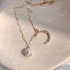 Asymmetrical pendant from pearl, necklace, chain for key bag , Korean style