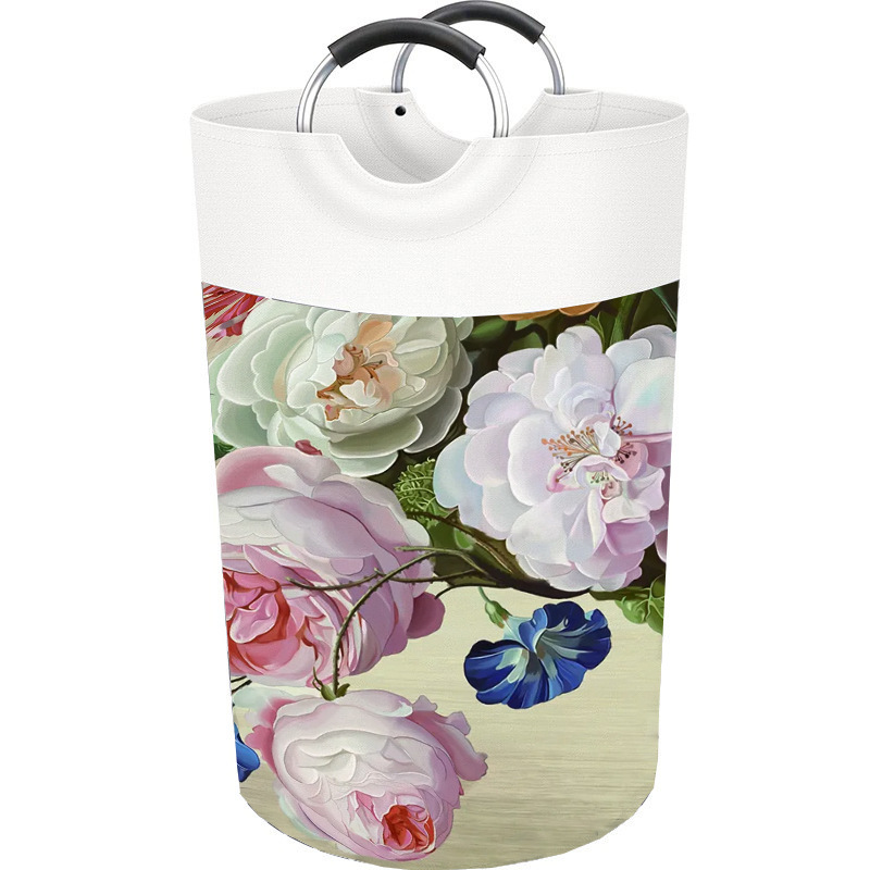 Barril de almacenamiento de impresión de tela de gran capacidad transfronterizo, artículos diversos, cestas de ropa sucia, cestas de lavandería plegables para el hogar se pueden personalizar