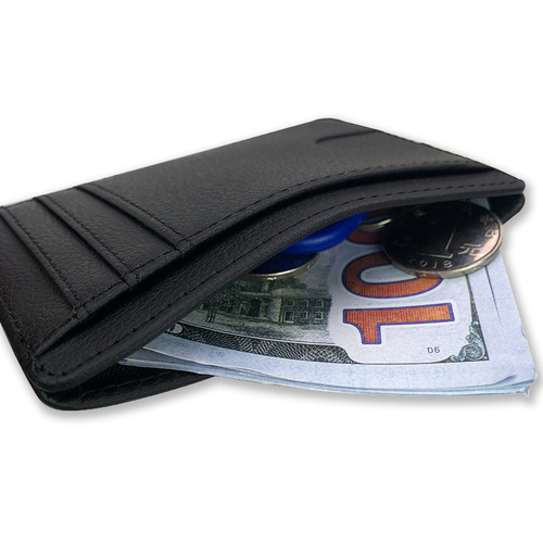 RFID anti-degaussing card holder, multi-slot PU leather card holder, universal portable compact driver's license card holder for men and women